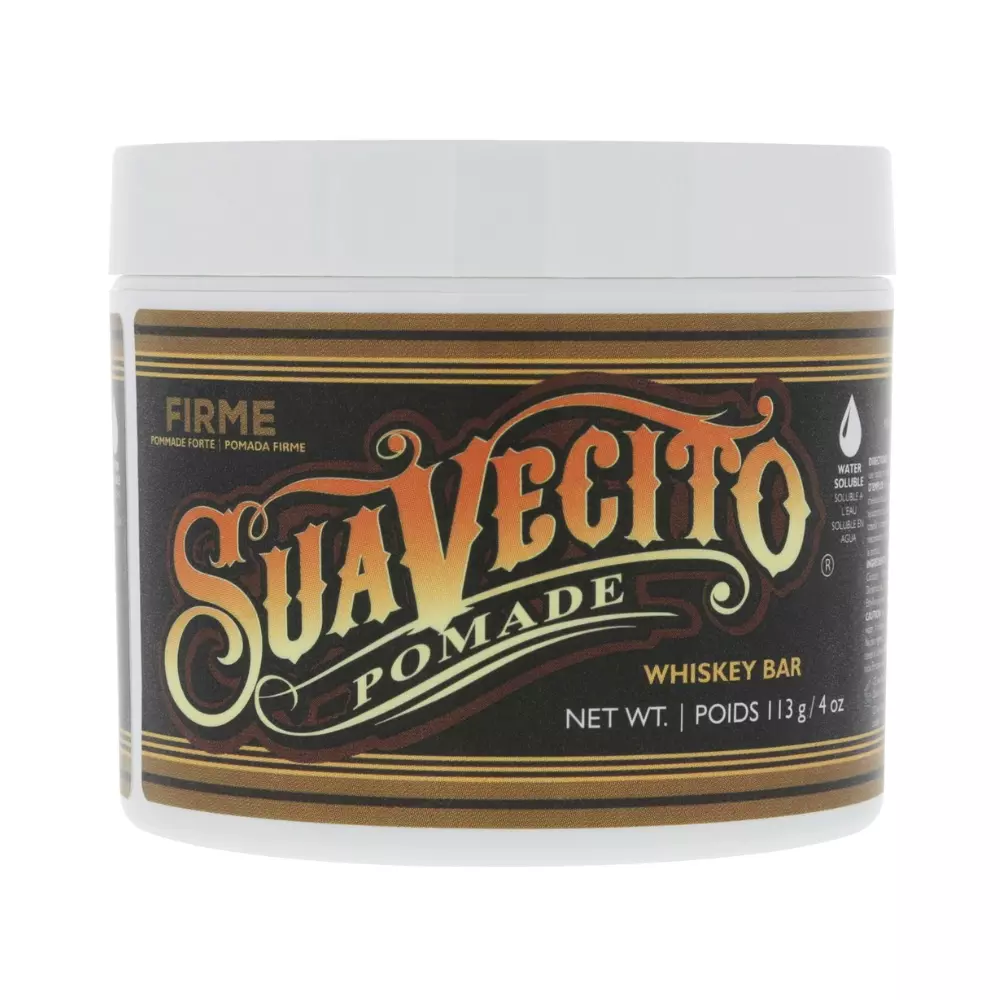 Suavecito Firme Pomade Whiskey Bar - Pomada do włosów o zapachu dymnego whiskey i mocnym chwycie - 113g