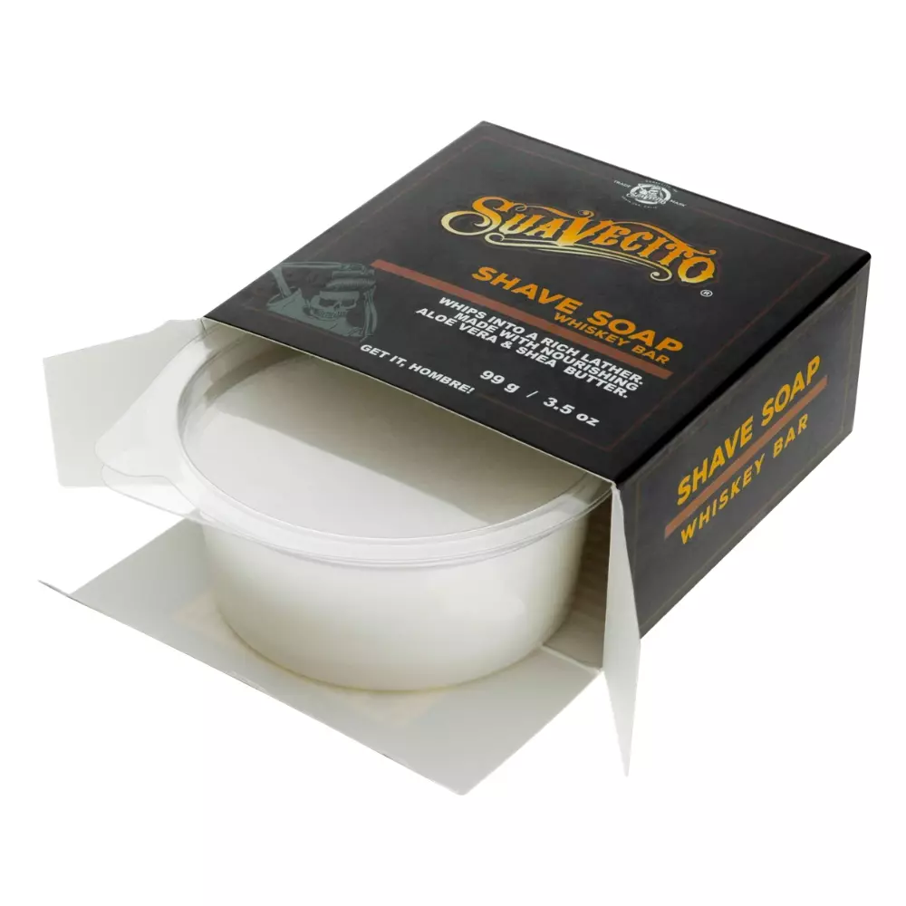 Suavecito Whiskey Bar Shave Soap - Mydło do golenia o zapachu dymnego whiskey - 99g